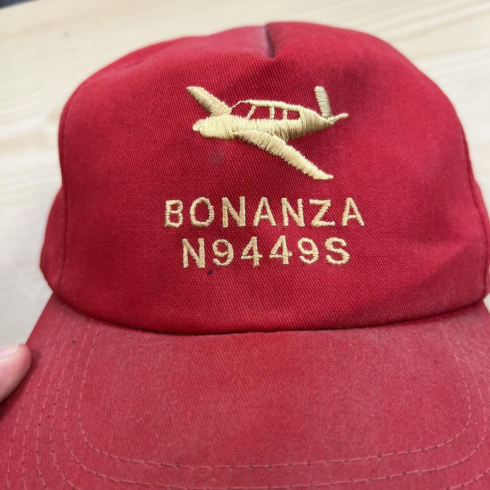 Vintage Bonanza N9449S Hat Cap Strap Back Mens One‎ Size Red Plane Aviation - Picture 3 of 6